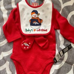 Baby 3 mo NFL Bronco holiday onesie